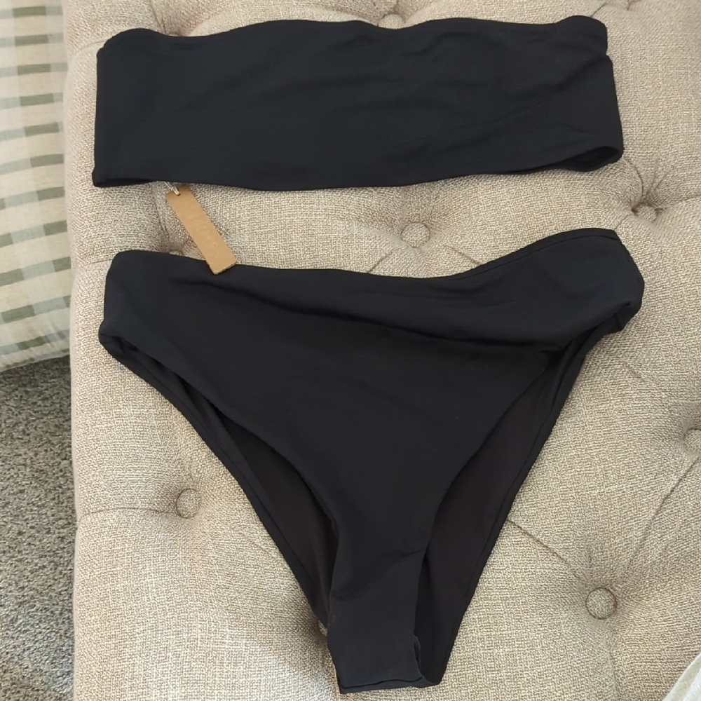 NWT SKIMS Black Strapless Bikini Set
